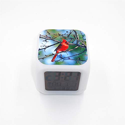 Boway 3＂Desk & Shelf Clock Northern Cardinal Birds Digital Alarm Clock With Led Lights Red Table Clock For Kids Teenagers Adults Home/Office Decor #TOP2