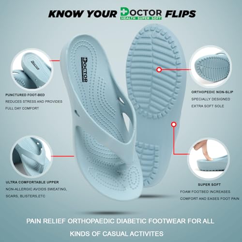 Image of DOCTOR HEALTH SUPER SOFT Women Ultra Soft Cushion Footbed Slipper | Comfortable Light Weight Waterproof Slippers |Adult Flip Flops Mild Acupressure | All Day Wear