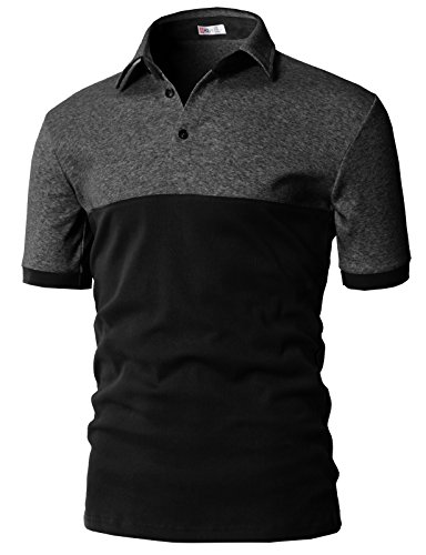 H2H Mens Formal Short Sleeve Cotton Polo T-Shirts Charcoal US S Asia M (KMTTS0554)