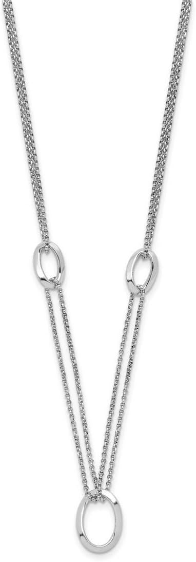 JewelryWeb 10.9mm 925 Sterling Silver Rhodium Plated With 2in Extension Fancy 2-strand Ovals Necklace 18 Inch Strand Necklace for Women