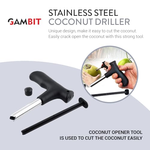 Image of Gambit Stainless Steel Coconut Driller, Opener Tool (Multicolor)