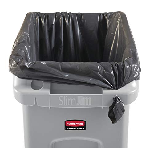 Image of Rubbermaid Commercial Products Slim Jim Under-Counter Trash Can with Venting Channels, 13-Gallon, Gray, Fits Under Desk /Cabinet /Sink, Pack of 4