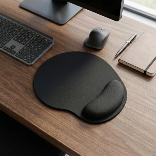 Image of Gaming Mouse Pad with Wrist Support, Ergonomic Wrist Rest for Keyboard & Mouse, Soft Cushioned Wrist Pad for Computer, Laptop, Office, Work, Gaming & Study, Black, 1 Pc