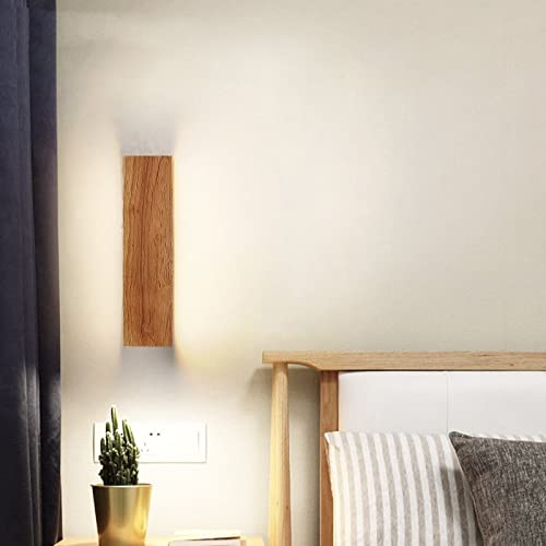 Lámpara de pared LED de madera con luz de lectura rectangular para decoración de interiores 6
