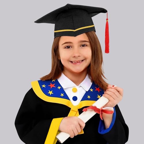 Image of Kindergarten 2025 Graduation Cap and Gown Tassel Sets with Charm 2PCS Graduations Stoles for Kids Grad Party Clothes