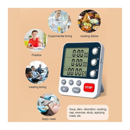 Temporizador digital de cocina con 3 canales y hasta 100 horas miniatura 5