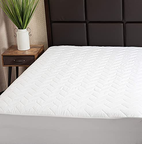 Image of Waterguard Quilted Cotton Mattress Pad - California King Size - Soft, Comfortable, and Fluffy Mattress Pad - Waterproof Mattress Protector Stretched 15 inch for Snug Fit on Regular Sized Mattress