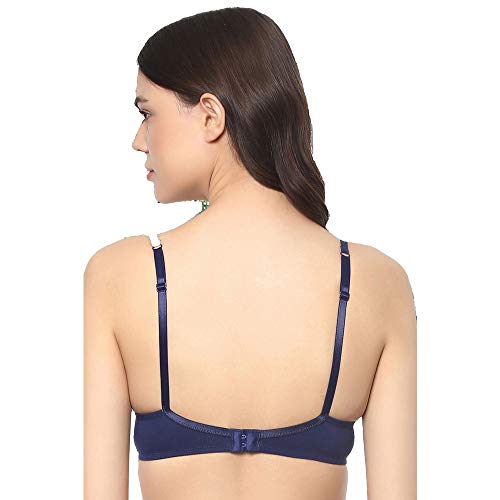 Image of SOIE Women's Solid Semi /Medium Coverage Padded Non-Wired Satin Panelled T-Shirt Bra