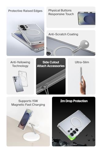 Image of Belkin Samsung Galaxy S25 Ultra Clear Qi2 Case, SheerForce Magnetic Qi2 Protective Samsung Galaxy Series Cover /Grip, TPU /PC Material, Galaxy S25 Ultra