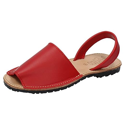 WHETIS 314 Menorquinas DE Piel Mujer Sandalias Rojo 38