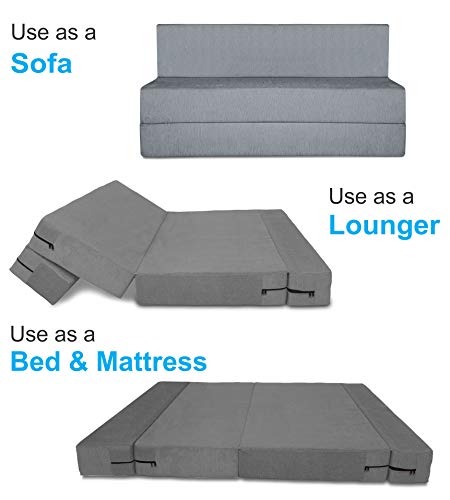 Image of Adorn India Easy Treno 2 Seater Sofa Cum Bed Sit & Sleep Perfect for Guest, Colour Grey, 4'x6' (1 Year Warranty)