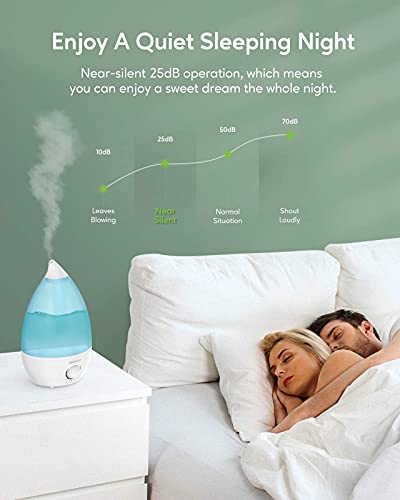 Megawise Cool Mist Humidifiers For Bedroom, Babyroom, Office And Plants, 0.5 Gal Essential Oil Diffuser With Adjustable Mist Output, 25Db Quiet Ultrasonic Humidifiers, Up To 10H, Easy To Clean #TOP4