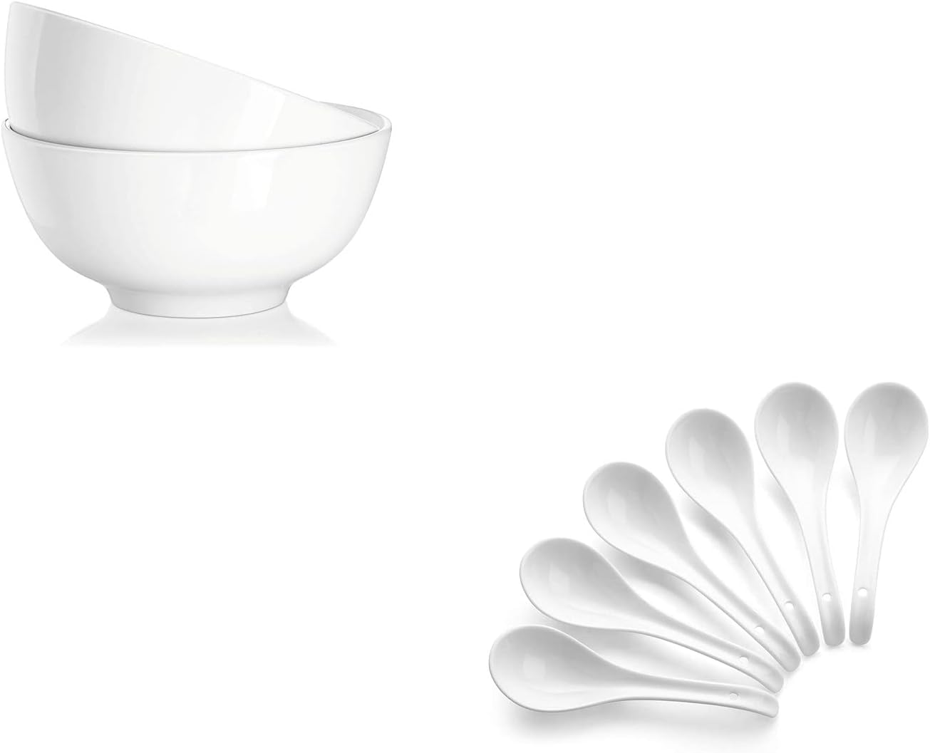 DOWAN 7 inches Soup Bowls and Soup Spoons