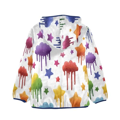 Dripping Clouds Stars Colorful Toddler Fleece Jacket Girl Boys Hooded Fleece Jacket Coat Warm Outwear Zip-up 3-10T2