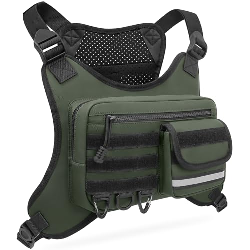 OCKLILY Chest Bag for Men Women, Outdoor Sports Running Vest Bag, Chest Pack for Running, Cycling, Hiking, Workouts, Traveling -Green