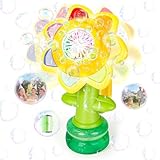 JoiTale Seifenblasenmaschine für Kinder, Wiederaufladbare Tanzende Sonnenblumen-Seifenblasenmacher mit LED-Licht, Automatischer Seifenblasenbläser mit 3 Modi, luftblasen Maschine für Party Geschenk