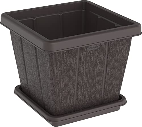 CosmoplastCedargrain Square Planter with Tray