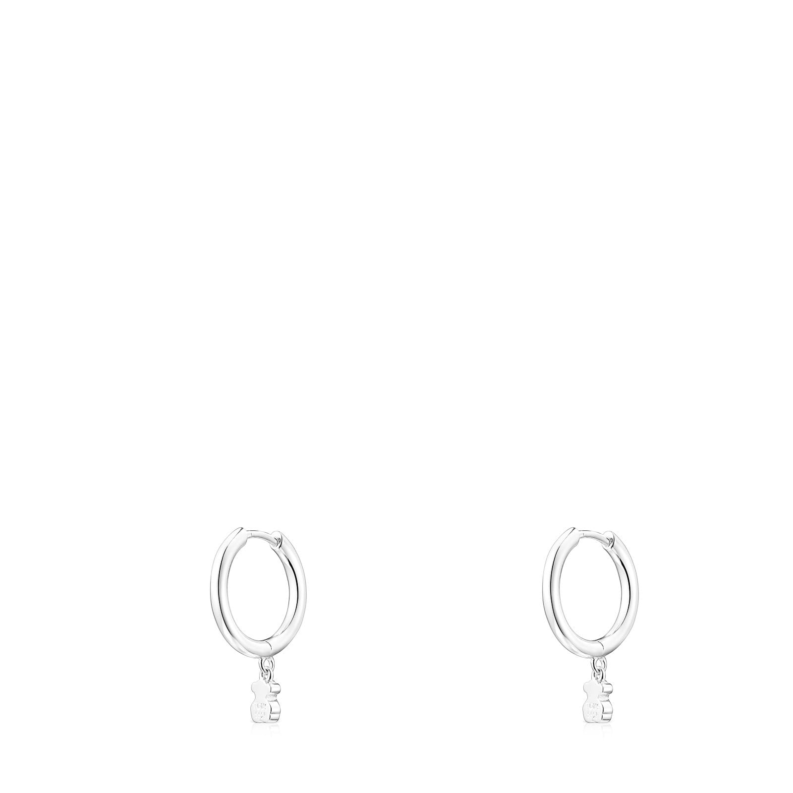 TOUS Pendientes de Aro de Plata de Primera Ley para Mujer con Diámetro de 1,5 cm y Motivos de Oso Cierre de Presión, Elegante y Versátil, Colección Cool Joy
