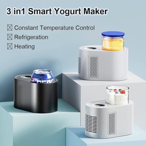 Máquina para hacer yogur con pantalla LCD y temporizador, función de frío y calor para yogur personal casero, fácil de usar, máquina de yogur compacta