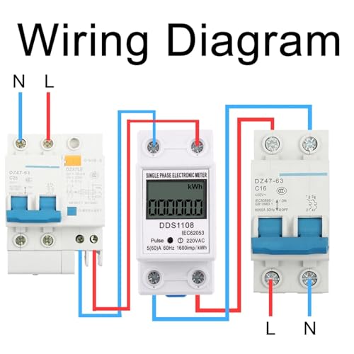 Compteur d'énergie électrique 2P avec écran LCD rétroéclairé 5-80A - 5