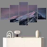 SIGNWIN 5 Panel Canvas Wall Art Snow Mountain for Home Decorations Ready to Hang - 60