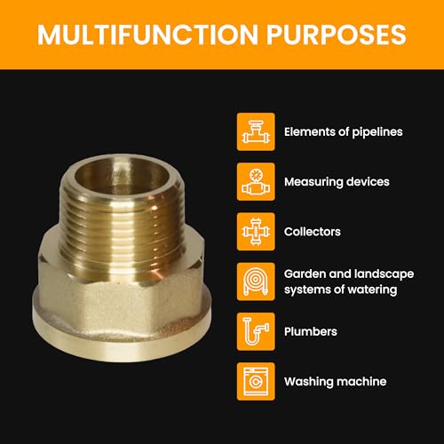 Adapter Nipple 3/4\" Male x 1 “ Female Pipe Fitting NPT - Brass Adapter 3/4 inch x 1inch Female Pack of 1 - Thumbnail 5