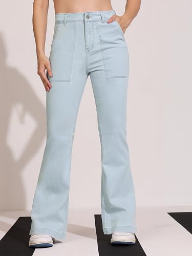 Image of Dolce Crudo Boot Cut High Rise Cropped Jeans for Women