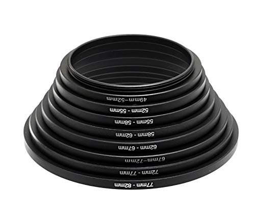 Fotasy Anodized Black Metal Filter Step Up Ring Set, Stepping Lens Adapter Rings 49-52mm 52-55mm 55-58mm 58-62mm 62-67mm 67-72mm 72-77mm 77-82mm (SRU) miniatura 2