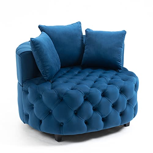 Sillón redondo moderno terciopelo azul
