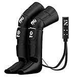 Leg Massager with Air Compression & Heat, 6×2 Airbags Adjustable Compression Boots, Foot Calf Knee Massager with 3 Modes 3 Intensities for Circulation Pain Relief Home Office Use - Black