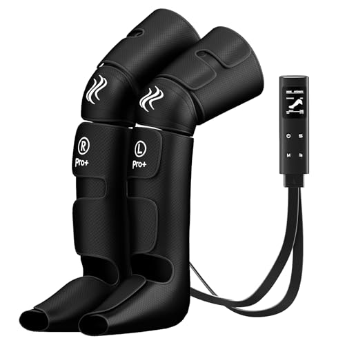 Leg Massager With Air Compression & Heat, 6×2 Airbags Adjustable Compression Boots, Foot Calf Knee Massager With 3 Modes 3 Intensities For Circulation Pain Relief Home Office Use - Black