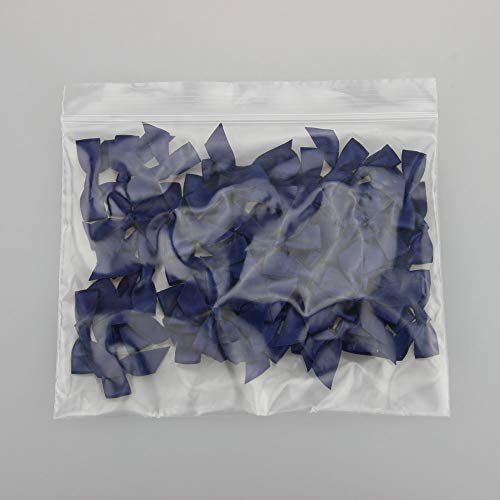 Image of 50pcs Boutique Mini Navy Blue Satin Ribbon Bows for Craft Sewing Scrapbooking Wedding and Gift