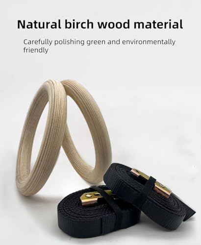 Anillas de gimnasia de madera ajustables para ejercicio en casa miniatura 6