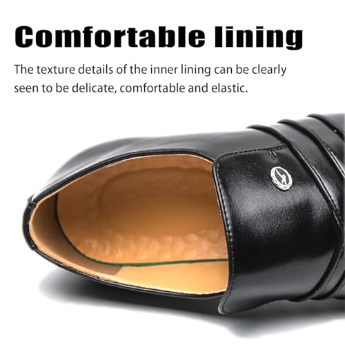 Men's Leather Pointed Toe Block Heels Slip-on Oxford Shoes Comfort Medium Chunky Heels Retro Low Top Dress Prom Shoes for Wedding Business Work Dating4