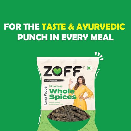 Image of Zoff Pipli Long Pepper Whole - Ayurvedic Long Pepper for Wellness & Gourmet Cooking - Handpicked, 100% Pure & Flavorful - 50G