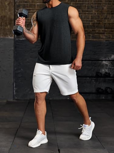 Wihion Men's Sleeveless Gym Tank Tops with Pocket Workout Bodybuilding Muscle T Shirts4