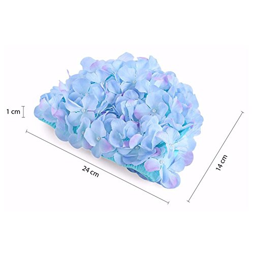 Eshoo Handmade Floral Petal Ladies Bathing Swim Cap Women Retro Swim Hat For Long/Short Hair (Blue) #TOP3
