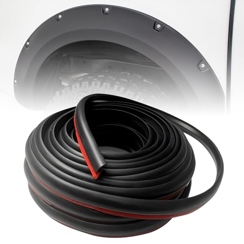 GreceYou Rubber Fender Flares Edge Trim, 10M/33FT T-Style Self-Adhesive Fender Flare Rubber Seal for Car and Truck Wheel Wells
