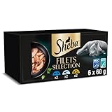 SHEBA Filets Adult Katzenfutter in Sauce mit Huhn und Thunfisch, Weißfisch, Geflügel und Lachs 36...