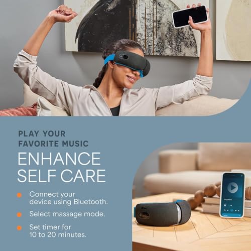 Lifepro Oculax Eye Massager with Heat, Vibration, and Bluetooth Music Foldable Electric Eye Mask for Migraines, Heated Eye Mask for Dry Eyes Strain Relief Improve Sleep, Gifts for Women Men