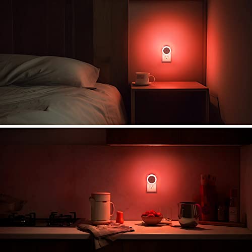 Briignite 4 Pack Red Night Light, Led Night Light For Kids, Plug In Night Light, Light Sensor Night Lights, Smart Night Light, Hallway Lights, Wall Light, Nightlight For Adult, Red Lights, 0.6W 60Lm #TOP6