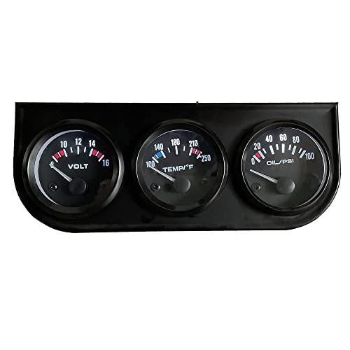 Sreuoil RSC200 52Mm 3 In1 Car Meter Auto Gauge Kit(8-16V Volt Meter +100-250℉ Water Temperature Gauge+ 0-100 Psi Oil Pressure Meter) Triple Auto Dashboard Gauge Set thumb #8