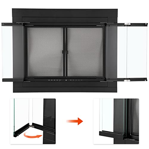 Image of Stanbroil Fireplace Glass Bi-fold Style Door, Black, Small