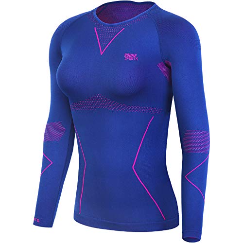 Women's Thermal Underwear Sport Compression Tops Winter Gear for Skiing Blue