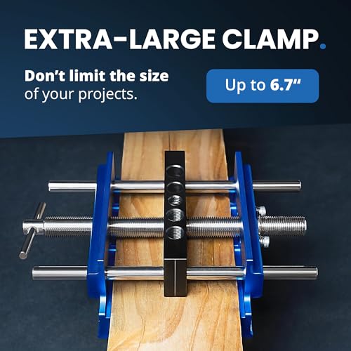ELEON Self Centering Dowel Jig with Elongated Jaws & Extra Wide Clamp up to 6.7" - Precision Woodworking Made Effortless - Lasting Craftsmanship - Aluminum Alloy Drill with Guide & 6pcs Drill Bushings by Eleon - Image 3