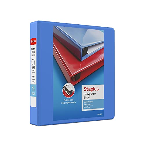 Staples 82683 Heavy Duty 1 1/2-Inch 3-Ring View Binder Periwinkle (24678) #TOP27