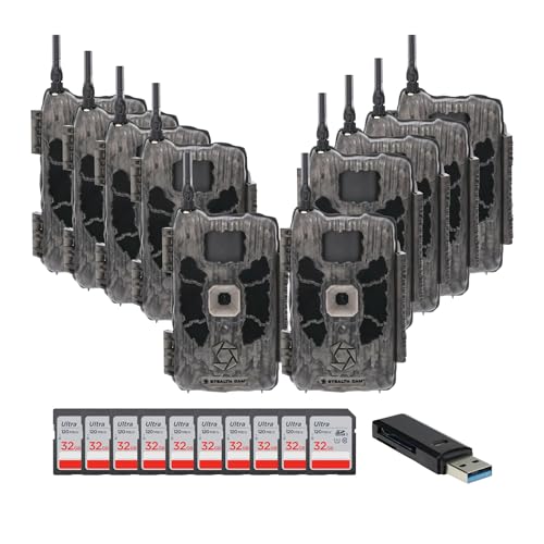 Stealth Cam Deceptor 40MP 1440p Dual Network Trail Camera (10 Pack) Bundle with 32GB Memory Card and Card Reader (21 Items)
