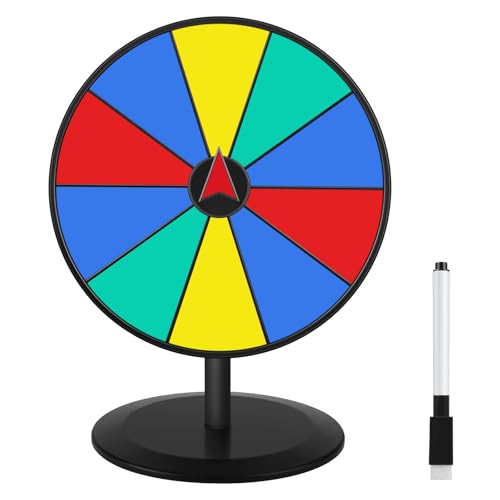 Pionites Prize Wheel Spinner 8 Inch Spinning Roulette Wheel of Fortune Spin with Dry Erase Marker for Engaging Home Parties Trade Show Carnival Events Party Birthday Wedding Housewarming