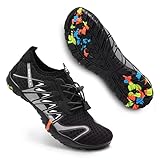 Escarpines Deportes Acuáticos para Hombre Mujer Zapatos de Agua para Buceo Snorkel Surf Piscina Playa Vela Mar Río Aqua Calzado de Natación(SD901 Gris,43 EU)