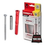 Corefix 4 x 120mm Heavy Duty Dot & Dab Wall Fixings - Plasterboard Over Blockwork Wall Plugs & Screws - For TV Wall Bracket, Radiators, Shelving & More - Holds 100kg On 4 Fixings